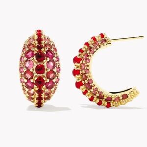Kendra Scott Krista Gold Hoop Earrings in
Red Mix NWT